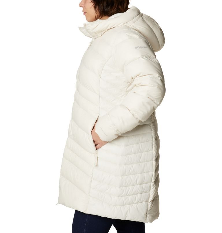 Women's Columbia Autumn Park Hooded Mid Down Jackets Cream | Plus Size CA-EC408